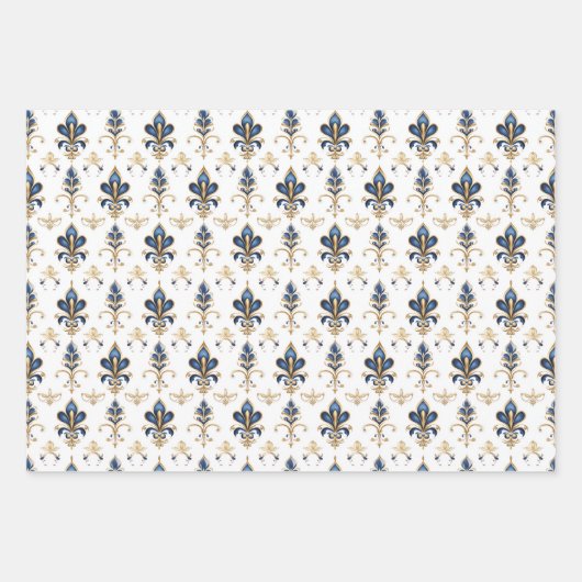 Elegante Fleur-de-Lis verpakkingspapierset Inpakpapier Vel (Voorkant 2)