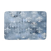 Elegante Fleur-de-Lis - Vintage Blauw Frans Badmat (Voorkant)