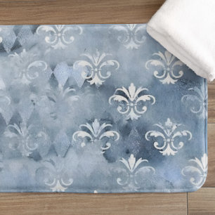 Elegante Fleur-de-Lis - Vintage Blauw Frans Badmat