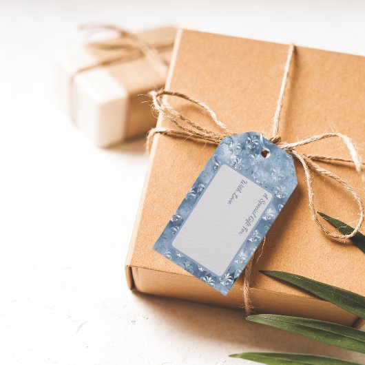 Elegante Fleur-de-Lis - Vintage Blauw Frans Cadeaulabel