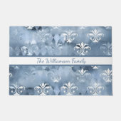 Elegante Fleur-de-Lis - Vintage Blauw Frans  Deurmat (Voorkant)