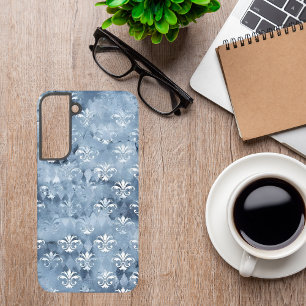 Elegante Fleur-de-Lis - Vintage Blauw Frans  Samsung Galaxy Hoesje