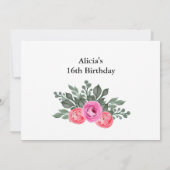 Elegante Flora Dusty Pink Rose Gold Sweet 16 Kaart (Achterkant)