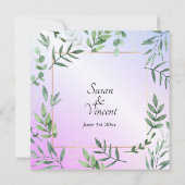 Elegante Flora en Fauna Lavendel Bruiloft Kaart (Achterkant)