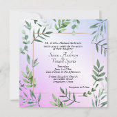 Elegante Flora en Fauna Lavendel Bruiloft Kaart (Voorkant)