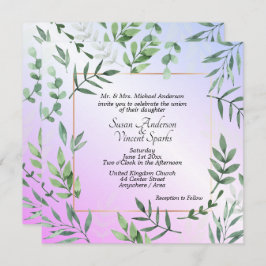 Elegante Flora en Fauna Lavendel Bruiloft Kaart