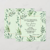 Elegante Flora en Fauna Lijst Groene Bruiloft Kaart (Voorkant / Achterkant)