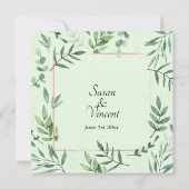 Elegante Flora en Fauna Lijst Groene Bruiloft Kaart (Achterkant)