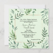 Elegante Flora en Fauna Lijst Groene Bruiloft Kaart (Voorkant)