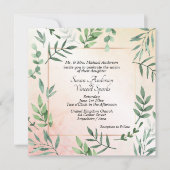 Elegante Flora en Fauna Touch of Peach Bruiloft Kaart (Voorkant)