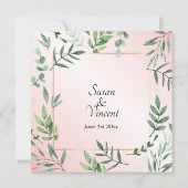 Elegante Flora en Fauna Touch van Roze Bruiloft Kaart (Achterkant)