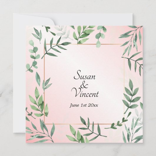 Elegante Flora en Fauna Touch van Roze Bruiloft Kaart (Achterkant)