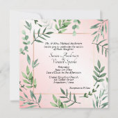 Elegante Flora en Fauna Touch van Roze Bruiloft Kaart (Voorkant)