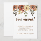 Elegante Flora Ik Ben Verhuisd Aankondigingskaart Aankondiging (Voorkant / Achterkant)