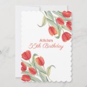 Elegante Flora Lente Rode Tulp 55e Verjaardag Kaart (Achterkant)