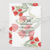 Elegante Flora Lente Rode Tulp 55e Verjaardag Kaart (Voorkant / Achterkant)