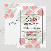 Elegante Flora Lente Rode Tulp 60ste Verjaardag Kaart (Voorkant / Achterkant)