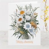 Elegante Flora Modern Art Jubileum Kaart (Gele Bloem)