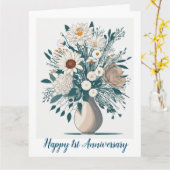 Elegante Flora Modern Art Jubileum Kaart (Gele Bloem)