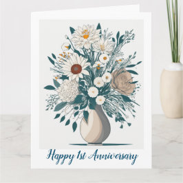 Elegante Flora Modern Art Jubileum Kaart