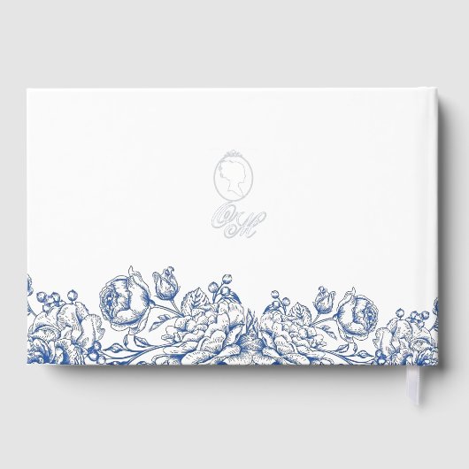 Elegante Flora Monogram bruiloft Folie gastenboek (Achterkant)