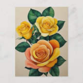 Elegante Flora Waterverf Yellow Roses Briefkaart (Voorkant)