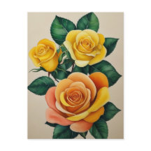 Elegante Flora Waterverf Yellow Roses