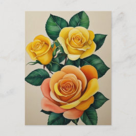 Elegante Flora Waterverf Yellow Roses Briefkaart