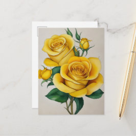 Elegante Flora Yellow Rose Briefkaart