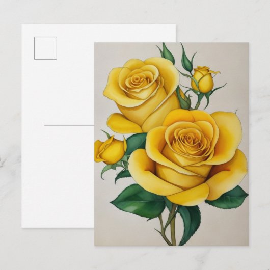Elegante Flora Yellow Rose Briefkaart (Voorkant / Achterkant)