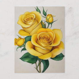 Elegante Flora Yellow Rose Briefkaart