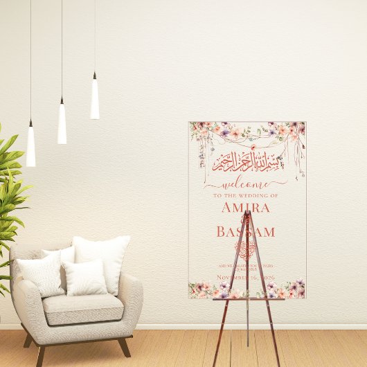 Elegante FloraI Wildflower Islamitische koppels Tr Acryl Bord