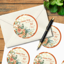 Elegante Floral 50e Verjaardag Sticker