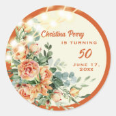 Elegante Floral 50e Verjaardag Sticker (Voorkant)