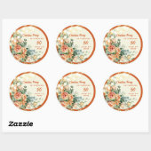 Elegante Floral 50e Verjaardag Sticker (Vel)