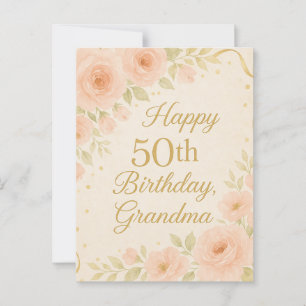 Elegante Floral 50ste oma verjaardagskaart Briefkaart