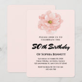 Elegante Floral 50ste verjaardag uitnodiging (Voorkant / Achterkant)