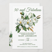 Elegante Floral 50ste verjaardag uitnodiging (Voorkant / Achterkant)