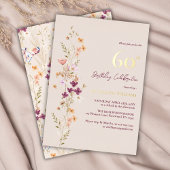 Elegante Floral 60ste verjaardag Folie Uitnodiging