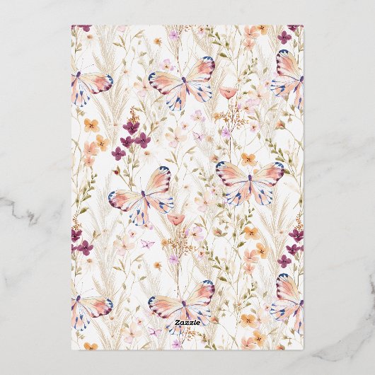 Elegante Floral 60ste verjaardag Folie Uitnodiging (Achterkant)