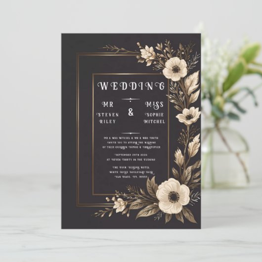 Elegante Floral Abstract Design Uitnodiging (Staand voorkant)