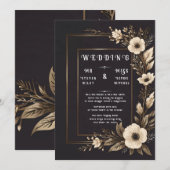 Elegante Floral Abstract Design Uitnodiging (Voorkant / Achterkant)