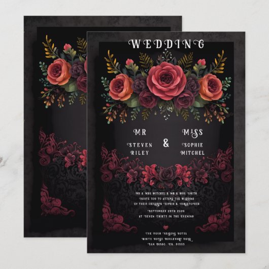 Elegante Floral Abstract Design Uitnodiging (Voorkant / Achterkant)