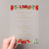 Elegante Floral Acryl bruiloft uitnodiging Suite (Insitu (Draagbaar))