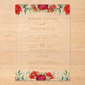 Elegante Floral Acryl bruiloft uitnodiging Suite (Voorkant)