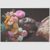 Elegante Floral Afro-Amerikaanse Vrouw Decoupage Tissuepapier (Voorkant)