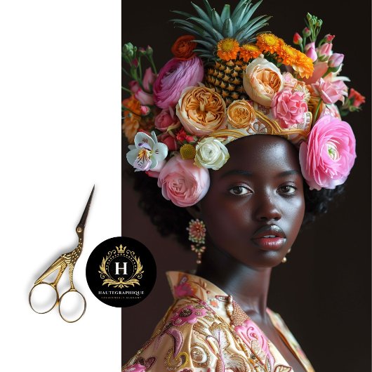 Elegante Floral Afro-Amerikaanse Vrouw Decoupage Tissuepapier