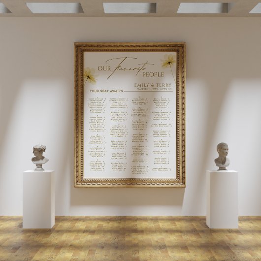Elegante Floral Alfabetische Huwelijkszitgrafiek Poster