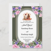 Elegante floral Anand Karaj uitnodigingskaart Kaart (Voorkant)