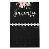 Elegante Floral aquarel zwart-wit 2025 Kalender (Jan 2026)